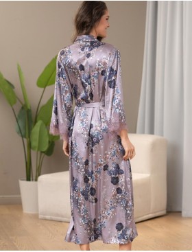 Длинный шёлковый халат Mia-Amore PRIMROSE 4069, Цвет: мультицвет, Размеры: 4XL/5XL, изображение 2