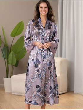 Длинный шёлковый халат Mia-Amore PRIMROSE 4069, Цвет: мультицвет, Размеры: 4XL/5XL, изображение 4