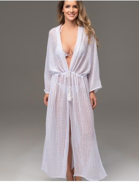 Длинный пляжный халат Mia-Amore SEYCHELLES 5387 белый, Цвет: белый, Размеры: 2XL/3XL
