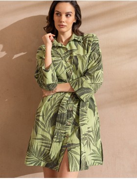 Хлопковая удлиненная рубашка Mia-Amore TENERIFE 5227 зеленый, Цвет: зеленый, Размеры: S/M, изображение 3