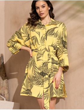 Хлопковая удлиненная рубашка Mia-Amore TENERIFE 5227 желтый, Цвет: желтый, Размеры: 2XL/3XL, изображение 3