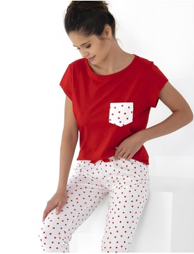 Хлопковая пижама с брюками Sensis ADELAIDE, Цвет: красный, Размеры: L