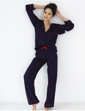 Пижама с брюками из вискозы Sensis SOPHIA, Цвет: темно-синий, Размеры: L, изображение 2