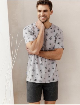 Пижама мужская с шортами Taro 3391 ARCHIE, Цвет: светло-серый/черный, Размеры: L, изображение 2