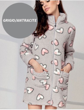 Флисовый халат на молнии Infiore MLK671456 grigio/antracite, Цвет: grigio/antracite (серый/антарцит), Размеры: M