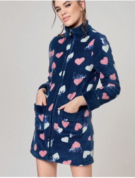 Флисовый халат на молнии Infiore RME671467 blu, Цвет: blu (синий), Размеры: S