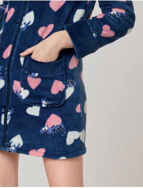 Флисовый халат на молнии Infiore RME671467 blu, Цвет: blu (синий), Размеры: S, изображение 2