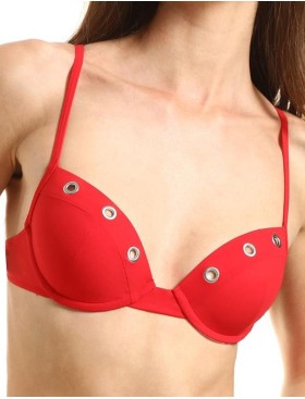Красный купальник пуш-ап с высокими плавками Jolidon FR106U, Цвет: красный, Размеры: 80B, изображение 3