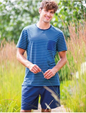 Пижама мужская из хлопка Key MNS 345, Цвет: кобальт, Размеры: L