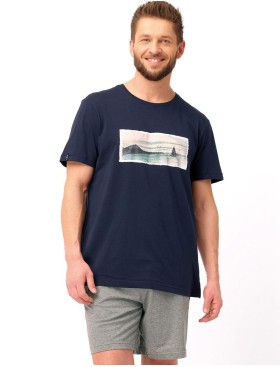 Пижама мужская с шортами Key MNS 606, Цвет: темно-синий/серый, Размеры: M