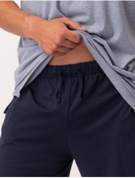 Пижама мужская из хлопка Key MNS 628, Цвет: темно-синий/серо-гол, Размеры: M, изображение 4