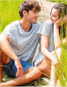 Пижама мужская с шортами Key MNS 748, Цвет: светло-серый/серо-го, Размеры: L