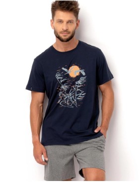 Пижама мужская с шортами Key MNS 749, Цвет: темно-синий/серый, Размеры: M, изображение 2