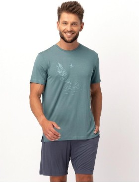 Пижама мужская из бамбука Key MNS 750, Цвет: серо-зеленый/джинс, Размеры: XL, изображение 2