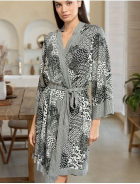 Халат из тканой вискозы Mia-Amore AVELINA 5123, Цвет: черно-белый, Размеры: L/XL