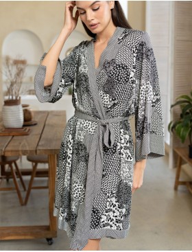 Халат из тканой вискозы Mia-Amore AVELINA 5123, Цвет: черно-белый, Размеры: L/XL, изображение 5