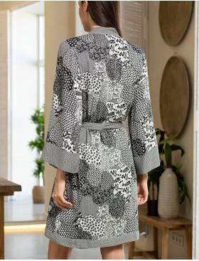 Халат из тканой вискозы Mia-Amore AVELINA 5123, Цвет: черно-белый, Размеры: L/XL, изображение 2