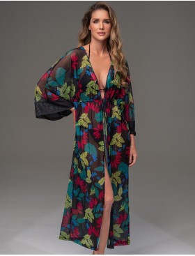 Длинный пляжный халат Mia-Amore CALIPSO 2273, Цвет: черный, Размеры: 2XL/3XL