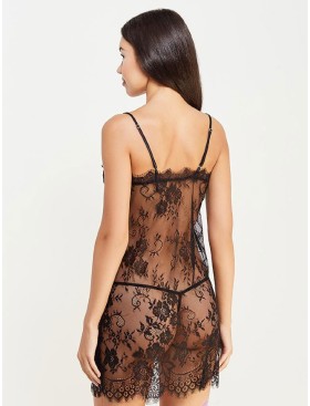 Кружевная сорочка с трусиками Mia-Amore CHANELL 2020 черный, Цвет: черный, Размеры: XS, изображение 2