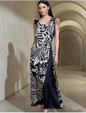 Длинный сарафан из смесового шёлка Mia-Amore MALENA 4140, Цвет: черный, Размеры: S