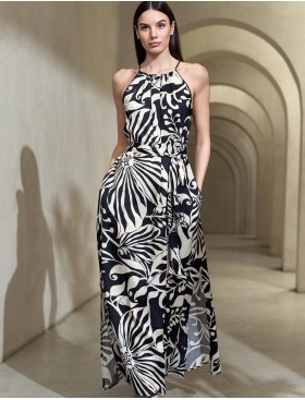 Длинный сарафан из шёлка с вискозой Mia-Amore MALENA 4141, Цвет: черный, Размеры: M