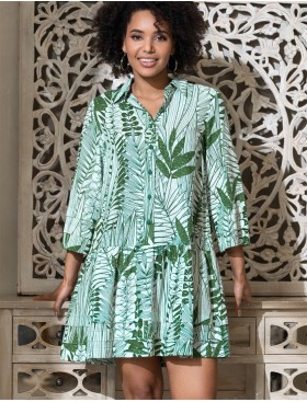 Хлопковая туника с оборкой Mia-Amore SICILIA 5210, Цвет: малахит, Размеры: S