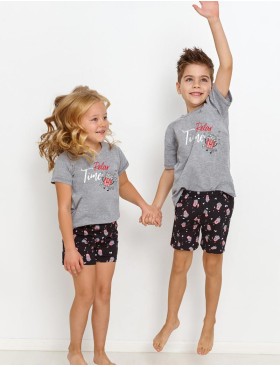 Пижама для девочек с шортами Taro 2894/2895/2896 RELAX, Цвет: серый/черный, Размеры: 110, изображение 2