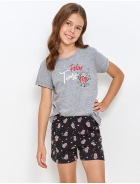 Пижама для девочек с шортами Taro 2894/2895/2896 RELAX, Цвет: серый/черный, Размеры: 110, изображение 3