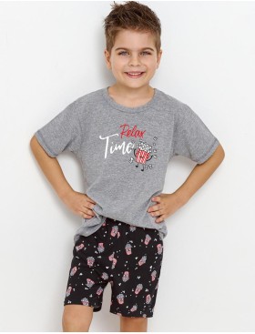 Пижама для мальчиков с шортами Taro 2897/2898/2899 RELAX, Цвет: серый/черный, Размеры: 110
