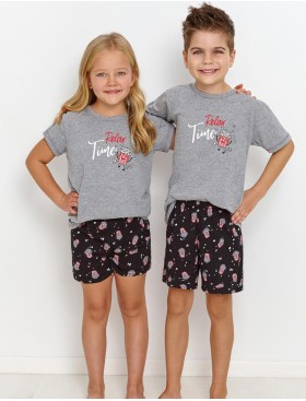 Пижама для мальчиков с шортами Taro 2897/2898/2899 RELAX, Цвет: серый/черный, Размеры: 110, изображение 2