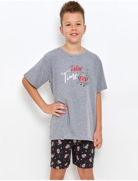 Пижама для мальчиков с шортами Taro 2897/2898/2899 RELAX, Цвет: серый/черный, Размеры: 110, изображение 4