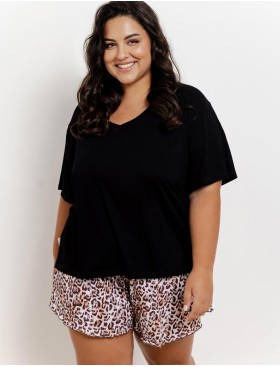 Пижама женская с шортами Taro 3319/3360 ESTI, Цвет: черный/леопард, Размеры: S, изображение 2