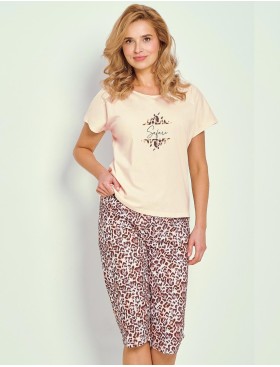 Пижама с бриджами Taro 3320/3362 CHRISSY, Цвет: персиковый/леопард, Размеры: M
