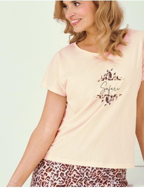 Пижама с бриджами Taro 3320/3362 CHRISSY, Цвет: персиковый/леопард, Размеры: M, изображение 3