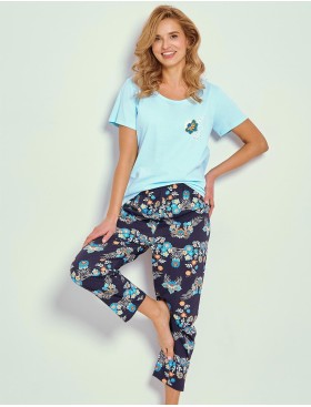 Женская пижама из хлопка Taro 3329/3366 KRISTEN, Цвет: темно-синий/лазурный, Размеры: M, изображение 2