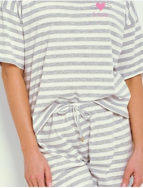 Хлопковая пижама с бриджами Taro 3334 HARPER, Цвет: светло-серый, Размеры: S, изображение 4