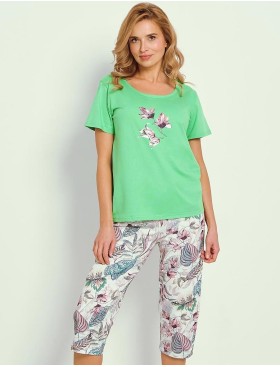 Пижама женская с бриджами Taro 3344/3372/3373 LIA, Цвет: салатовый/мульти, Размеры: 2XL