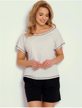 Пижама с шортами из хлопка Taro 3353 AYLA, Цвет: бежево-розовый/черны, Размеры: S, изображение 2