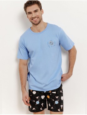 Пижама мужская с шортами Taro 3393 SPENCER, Цвет: голубой/черный, Размеры: L