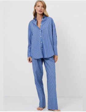 Полосатая пижама со штанами Aruelle LAVINIA SET, Цвет: синий, Размеры: L, изображение 2