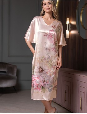 Длинная шёлковая туника Mia-Amore ADAGIO 4507, Цвет: жемчужный, Размеры: 4XL/5XL, изображение 4