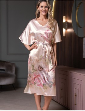 Длинная шёлковая туника Mia-Amore ADAGIO 4507, Цвет: жемчужный, Размеры: 4XL/5XL