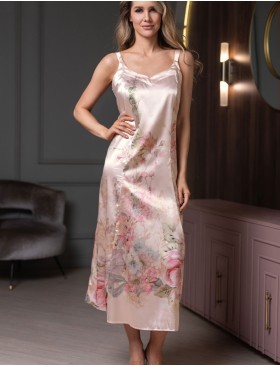 Длинная шёлковая сорочка Mia-Amore ADAGIO 4508, Цвет: жемчужный, Размеры: 4XL, изображение 4