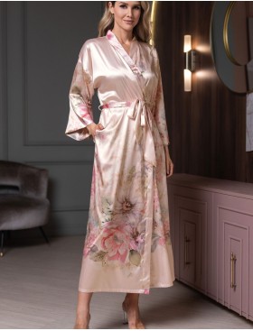 Длинный шелковый халат Mia-Amore ADAGIO 4539, Цвет: жемчужный, Размеры: 2XL/3XL
