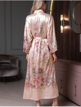 Длинный шелковый халат Mia-Amore ADAGIO 4539, Цвет: жемчужный, Размеры: 2XL/3XL, изображение 2