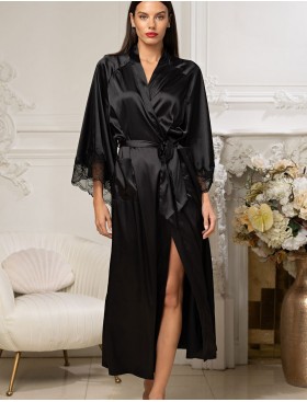 Атласный запашной халат Mia-Amore ADALIN 7559, Цвет: черный, Размеры: 2XL/3XL, изображение 3