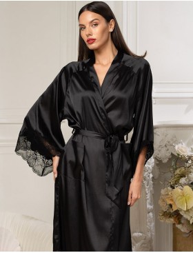 Атласный запашной халат Mia-Amore ADALIN 7559, Цвет: черный, Размеры: 2XL/3XL, изображение 4