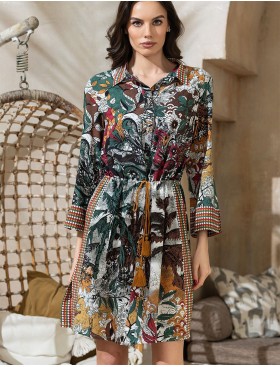 Рубашка-халат из вискозы Mia-Amore PALMETTA (Palmira) 5347, Цвет: мультиколор, Размеры: S