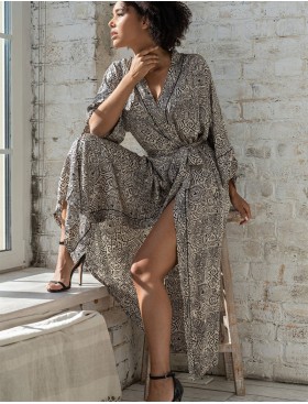 Натуральный запашной халат Mia-Amore RUNA 3999, Цвет: мультколор, Размеры: 2XL/3XL, изображение 3