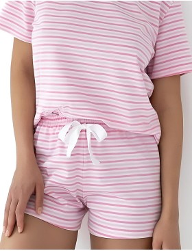 Полосатая пижама из хлопка Sensis LORENA, Цвет: розовый, Размеры: L, изображение 4